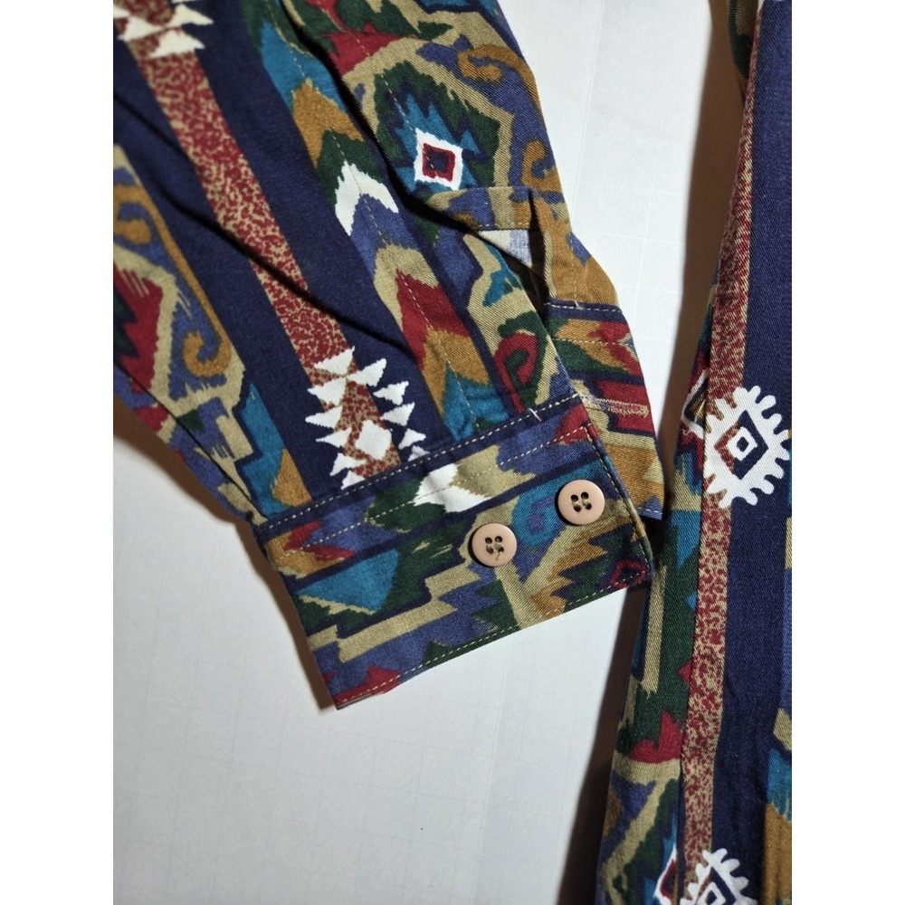 Vintage 90's Woolrich Button Up Shirt Mens XL Aztec Southwestern Tribal Pattern - Picture 9 of 11